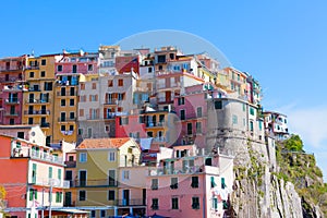 Multi-colored houses in Manarol's fishing small village