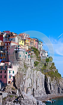 Multi-colored houses in Manarol's fishing small village