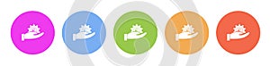 Multi colored icon business devolopment euro. Button banner round badge interface for application illustration