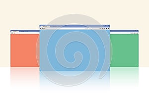 Multi colored internet browser windows