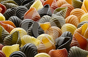 Multi-colored Italian pasta close-up