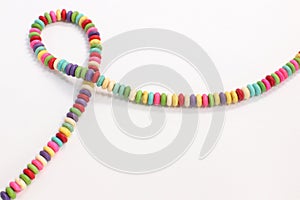 Multi Colored Jewelery Beads Hand Made Necklace Accessory on White Background