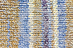 Multi-colored knitted pattern for winter hat.