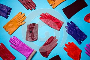 Multi-colored leather gloves for women