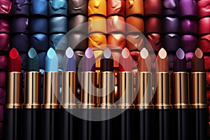 Multi-colored lipsticks. Generative AI