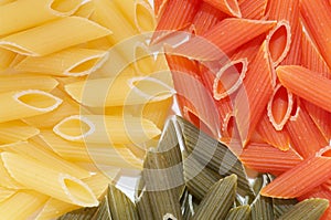 Multi colored macaroni with spices