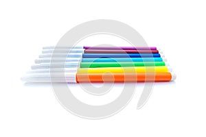 multi-colored markers isolated on white background art