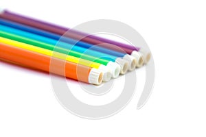 multi-colored markers isolated on white background art