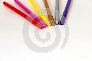 Multi-colored markers isolated on white background art