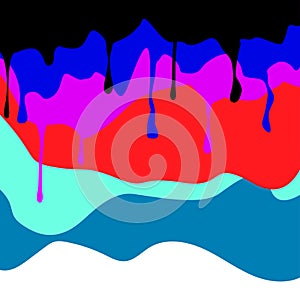 multi-colored melt drips or liquid paint drops