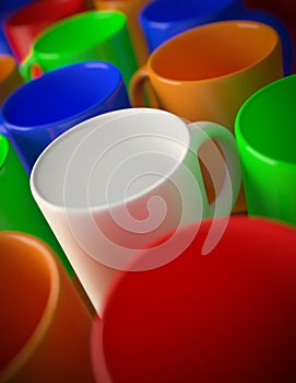 Multi colored mugs photo