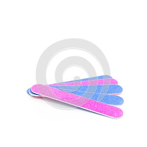 Multi-colored nail files. Isolated photo