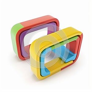 Abstract Colorful Interlocking Rectangular Shapes, 3D Render
