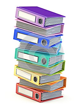 Multi colored office folders pile 3D