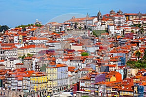 Multi-colored old houses around Ribeyr, Porto