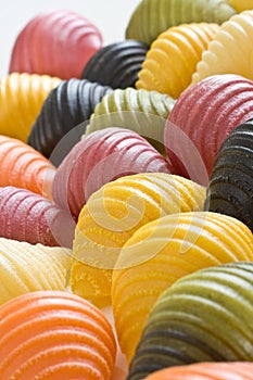 Multi colored pasta shells