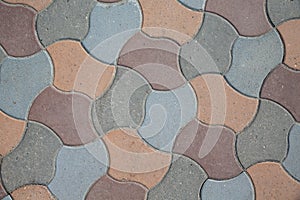 Multi-colored paving slabs