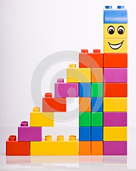 Multi colored Plastic building blocks built steps effect