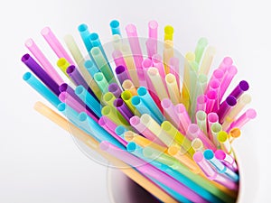 Multi colored plastic drinking straws