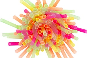 Multi colored plastic straws background