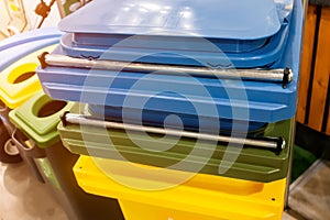 Multi colored Plastic Trash Bins