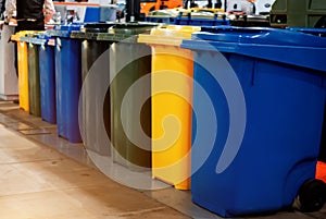 Multi colored Plastic Trash Bins