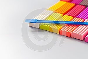 Multi-colored plasticine set with a modeling stack for children's creativity