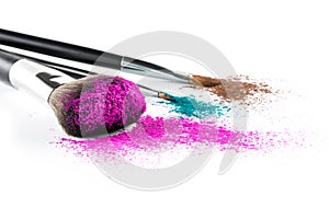 Multi Colored Powder Eyeshadow on a Brush, fashion beauty tool