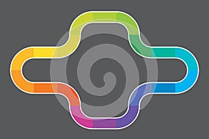 Multi-colored rainbow path design similar to game board.