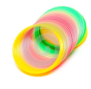 Multi-colored rainbow spring on a white background