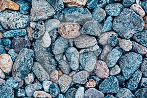 Multi-colored sea stones, beach pebbles background, texture