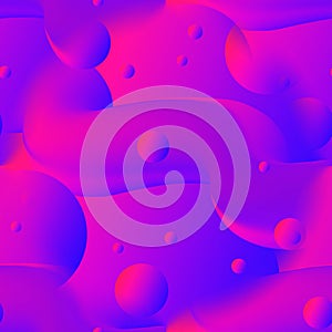 Multi-colored seamless abstraction with liquids and balls on a gradient background. Three-dimensional image