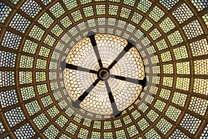 Multi-Colored Stained Glass Circular Ceiling