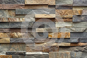 Multi-Colored Stone Wall Texture, Rustic Stacked Slate