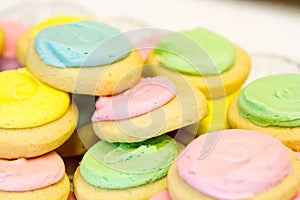Multi-Colored Sweet Dessert Cookies with Icing photo