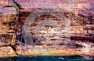 Pictured rocks seashore multicolored rock wall photo