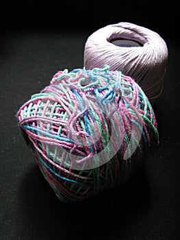 Multi colored thead proper for knitting photo