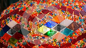 Multi-colored Turkish mosaic lamps on ceiling market in the famous Grand Bazaar in Istanbul, Turkey