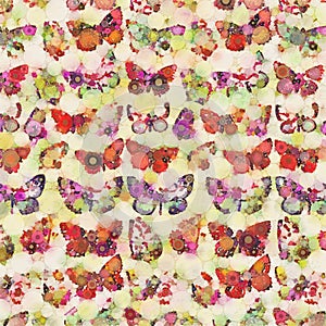 Multi colored watercolor butterfly collage background photo