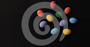 Multi-colorful of easter eggs on background in studio with close-up shot