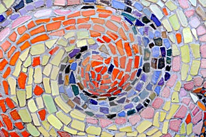 Multi colorful stone mosaic tiles on the wall as background or texture,mosaic background