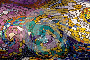 Multi colorful stone mosaic tiles on the wall as background or texture,mosaic background