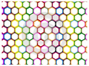 Multi Colors of Hexagon on White Background