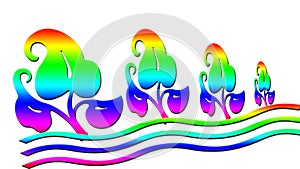 Multi colour flower with water wave