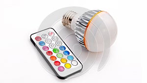 Multi colour LED light bulb and remote control