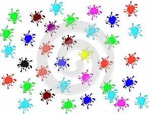 Multi colour paint splashes beautiful illustration on plain white background