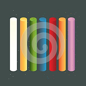 multi-coloured chalks. Vector illustration decorative design