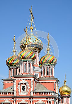 Multi-coloured cupolas of russian orthodox church