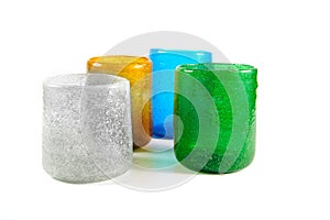 Multi coloured glass cups