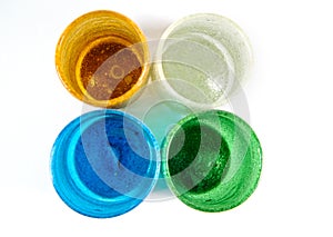 Multi coloured glass cups